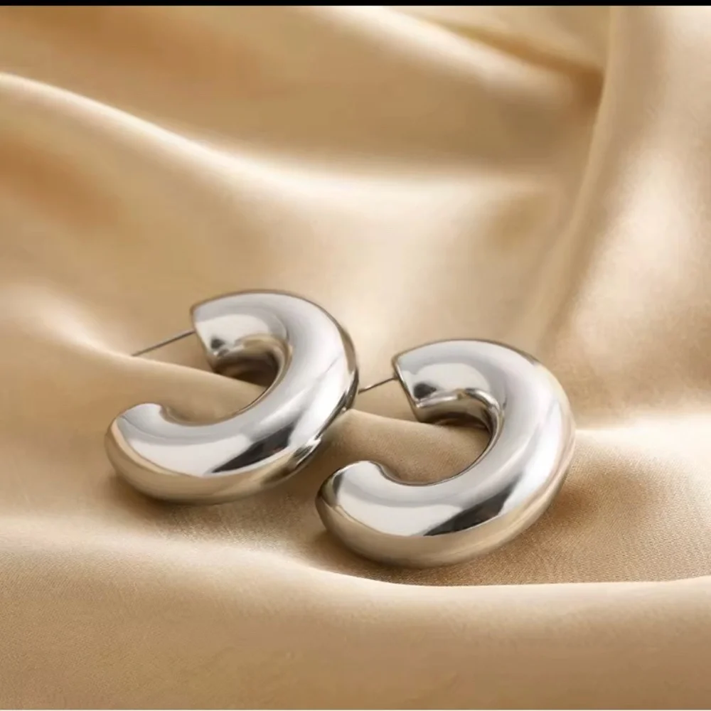 Clearance! New Chunky Balloon Arc Crescent Hoop Earrings - Women Jewelry